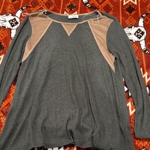 Olive green with faux suede trim top